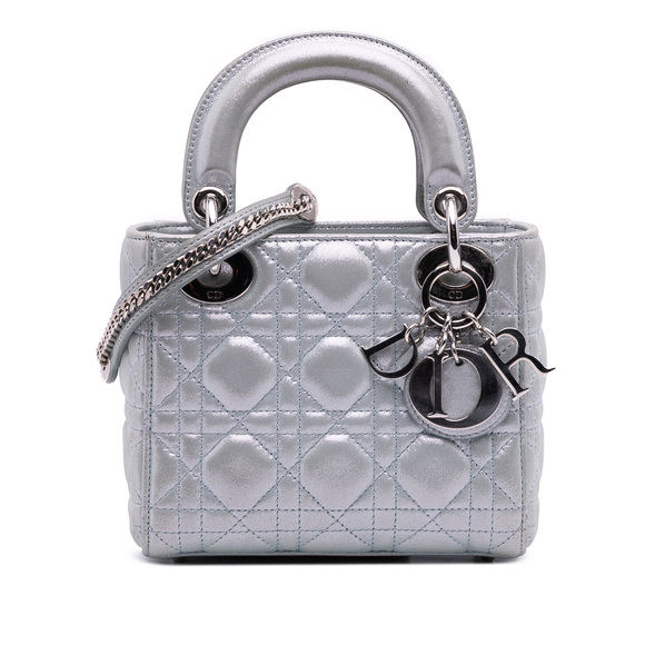 Pre-Loved Dior Mini Iridescent Lambskin Cannage Lady Dior - Picture 1 of 12